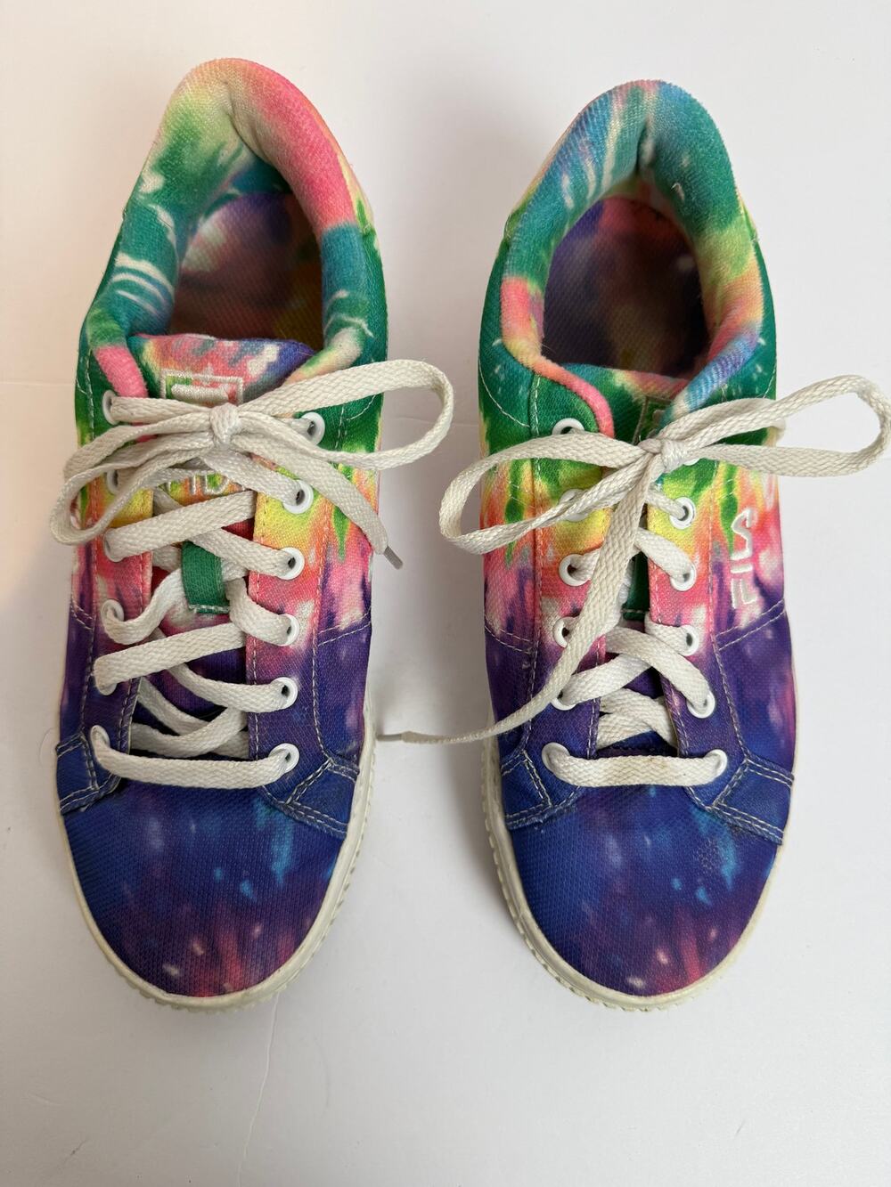 Fila Tie Dye Rainbow Platform Sneaker Lace Up Canvas Women Size 8.5